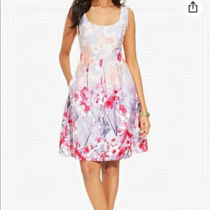 Nine West NWT classic fit n flare dress Jazzberry floral party event dress sz 2